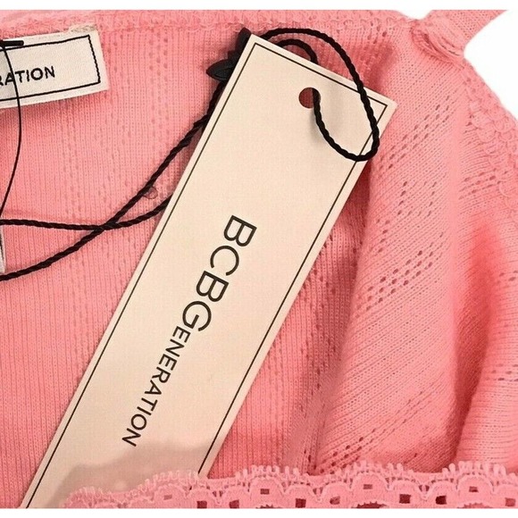 BCBGeneration Womens Top Coral Size Medium Camisole Tank Pointelle Crop $58 - Picture 4 of 4